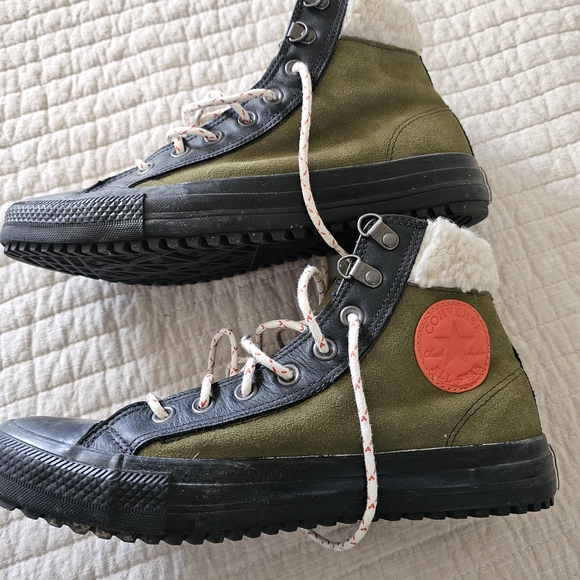 Converse Olive and Black High-Top Sneakers - Picture 2 of 13